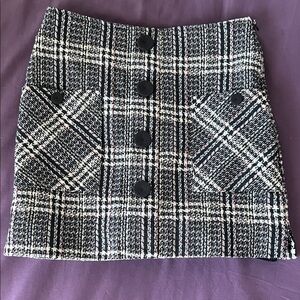 Plaid Black and White Women's Mini Skort with Pockets